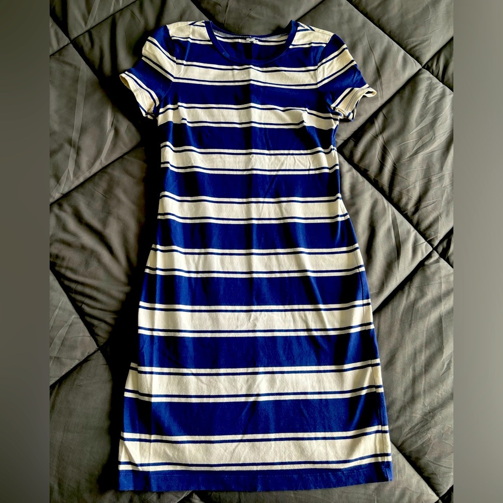 Old Navy Blue & White Striped T-Shirt Dress